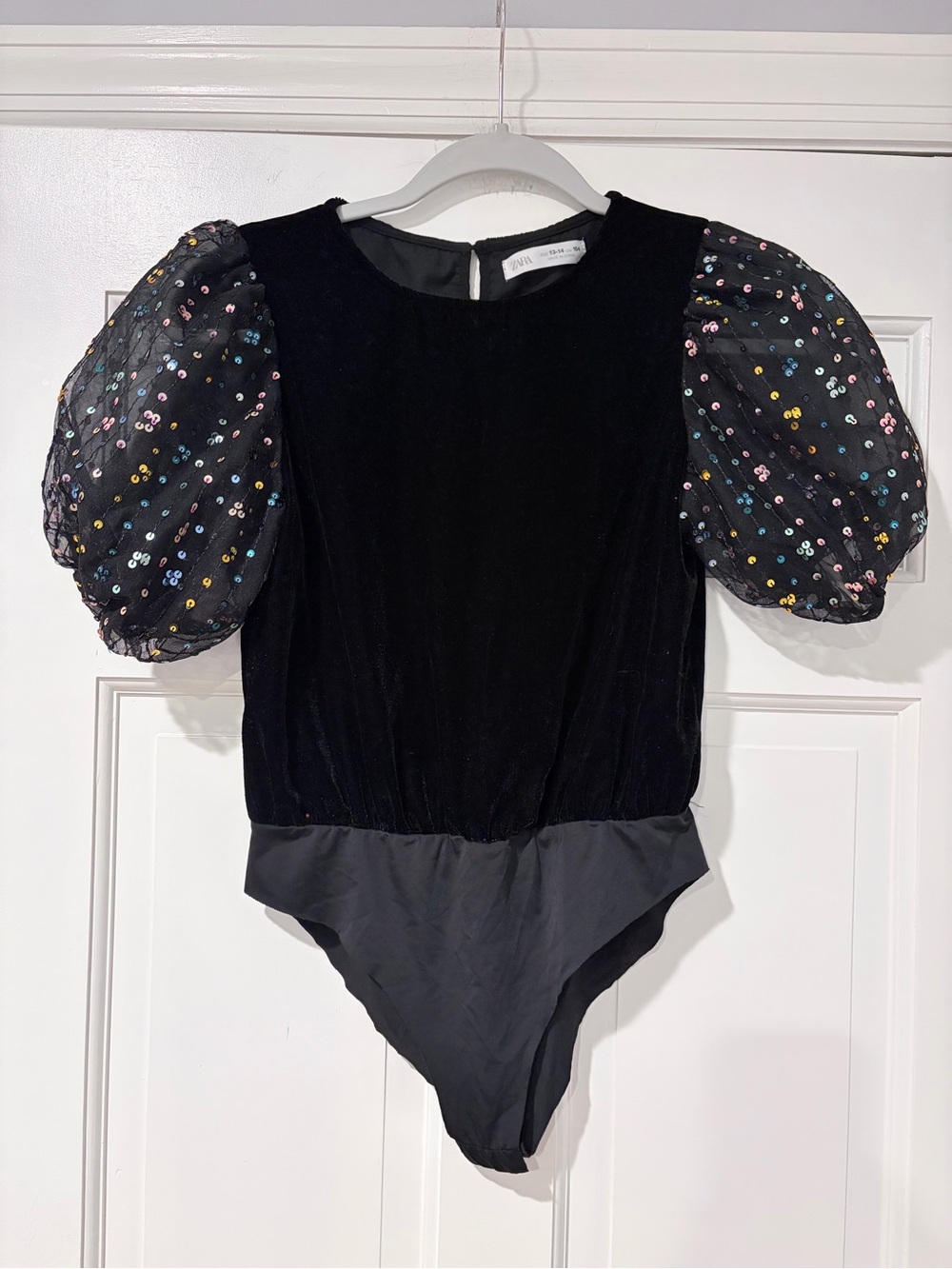 Zara Black Velvet Top with Keyhole Back